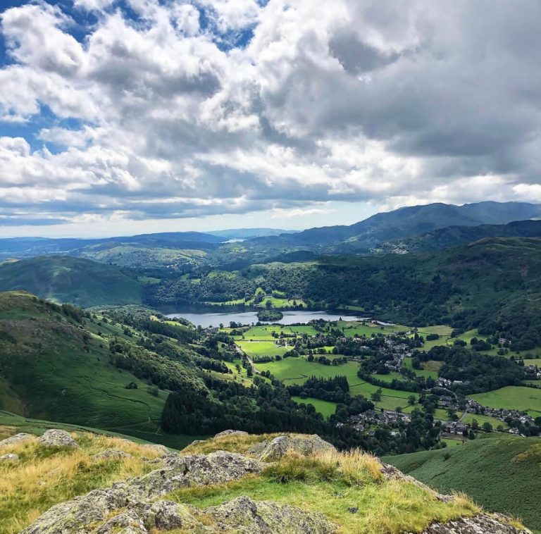 A road winding through the Grasmere valley