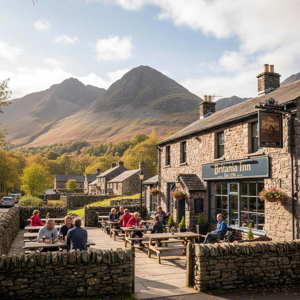 The Britannia Inn pub in Elterwater village