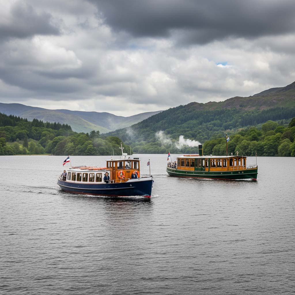 image featuring both the Coniston Launch and the Steam Yacht Gondola