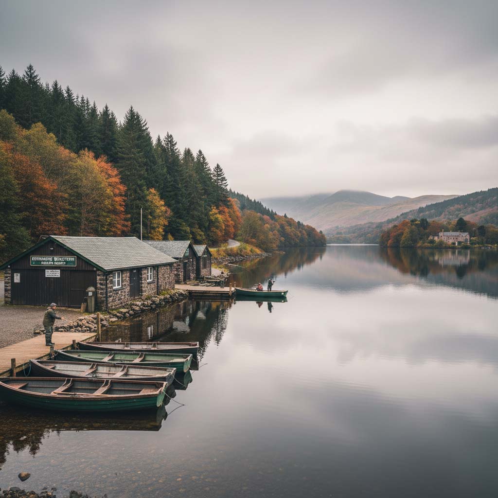 A boat on Esthwaite Water, renowned for its trout fishing
