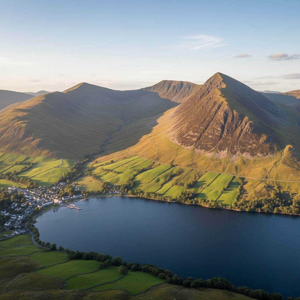 A hiker carefully traversing the narrow Striding Edge ridge on Helvellyn