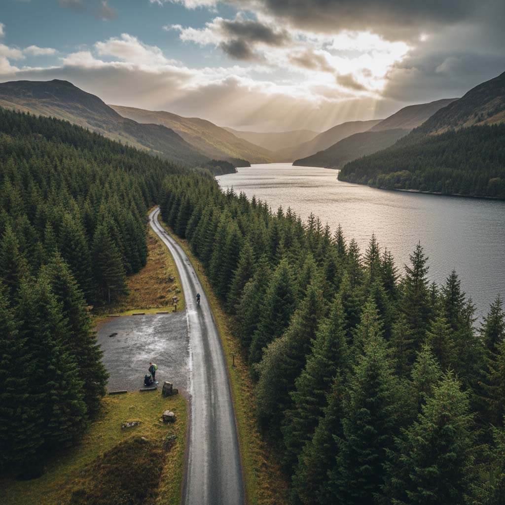 The quiet, forested western shore of Thirlmere reservoir