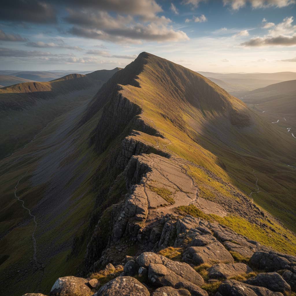 A dramatic mountain landscape around Bowfell