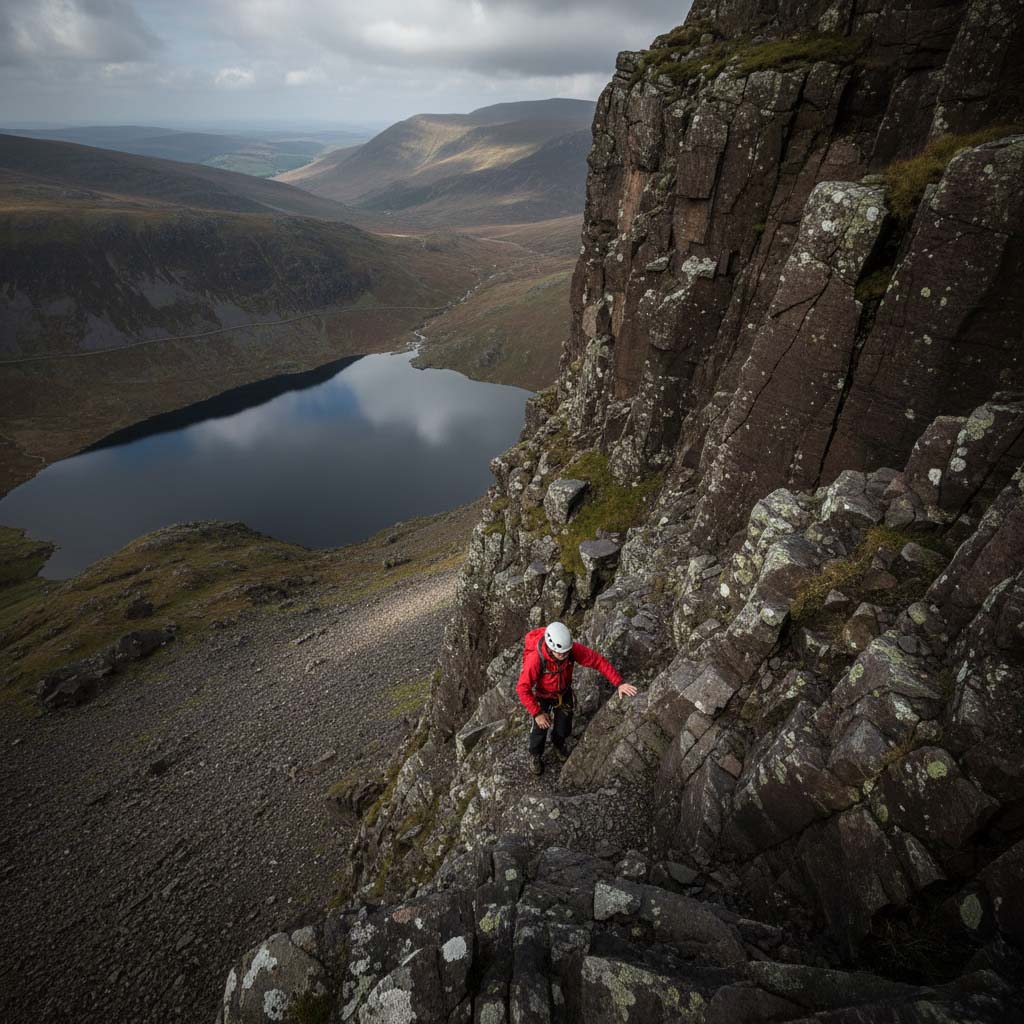 The imposing rock face of Dow Crag near Coniston