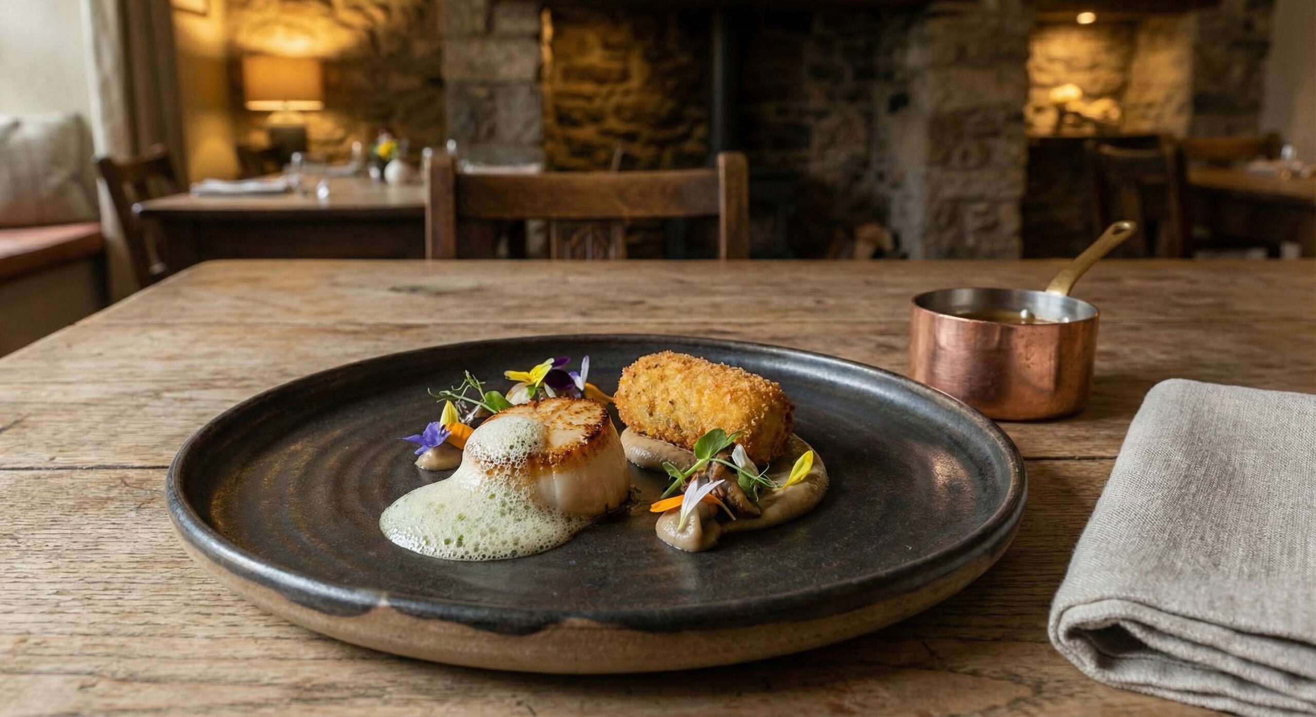 A beautifully plated dish at L'Enclume restaurant